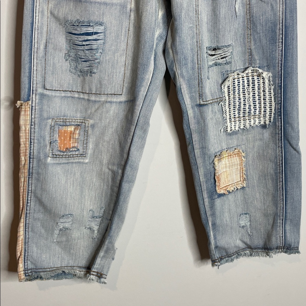POL | Women’s Patchwork Boho Ankle-Length Denim Size Small 28in Waist - Picture 4 of 9